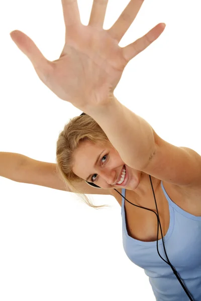 Pretty girl listening to the music — Stock Photo, Image