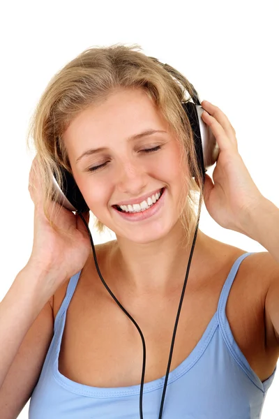 Pretty girl listening to the music — Stock Photo, Image