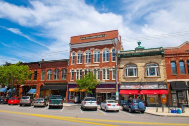 Exeter, New Hampshire NH, ABD 'nin tarihi şehir merkezindeki 115 Water Caddesi' ndeki Odd Fellows Hall.. 