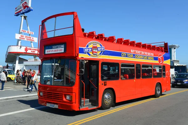 City Sightseeing Double Decker Tour Bus Fisherman Wharf San Francisco — Stock Photo, Image