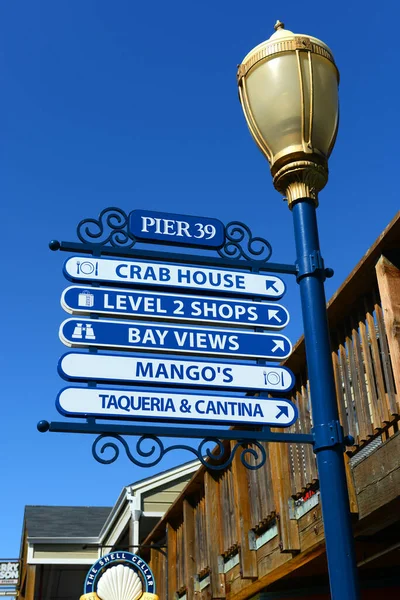 Знак Пирса Рыбацкой Пристани Центре Сан Франциско Калифорния Сша — стоковое фото