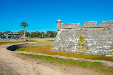 Castillo de San Marcos 'un Gözetleme Kulesi, St. Augustine, Florida FL, ABD. Bu kale, Birleşik Devletler 'in en eski ve en büyük taş kalesidir ve şimdi ABD Ulusal Anıtı' dır..