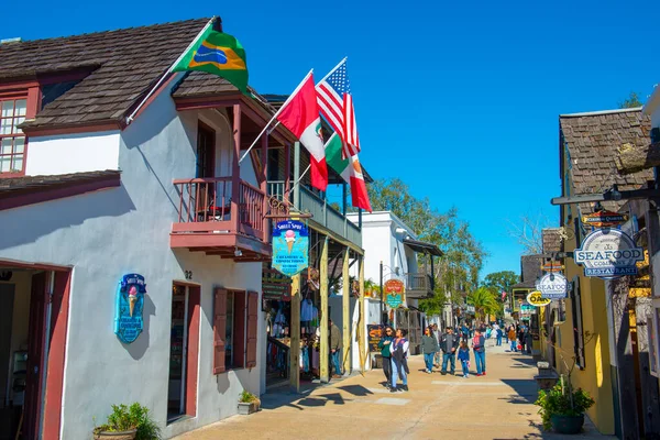 Abd Nin Florida Eyaletinin Tarihi Augustine Şehrinin Merkezindeki George Caddesi — Stok fotoğraf