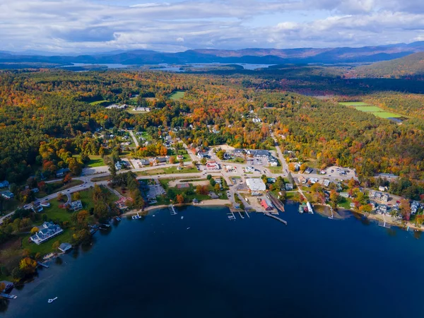 Centrum Harbor Widok Lotu Ptaka Nabrzeże Jeziora Winnipesaukee New Hampshire — Zdjęcie stockowe