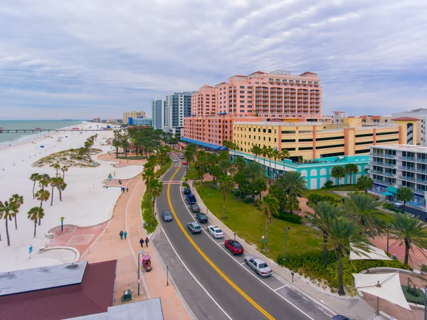 Clearwater Beach Gulfview Blvd Vista Aerea Una Giornata Nuvolosa Città — Foto Stock