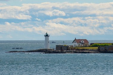 Portsmouth Liman Feneri ve Fort Constitution State Tarihi Sitesi New Castle, New Hampshire NH, ABD.