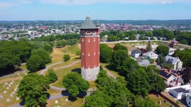 Abd Nin Massachusetts Kentindeki Lawrence Şehrindeki High Service Water Tower — Stok video