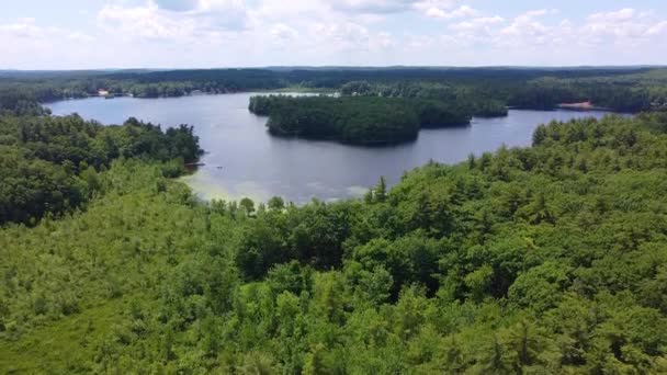 Great Pond Aerial View Summer Kingston State Park Town Kingston — Stok Video