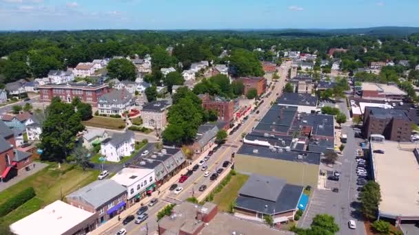 Marlborough City Center Aerial View Main Street Including City Hall — Stock Video