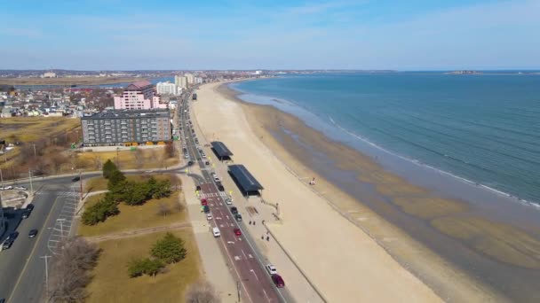 Revere Beach Ilkbahardaki Hava Manzarası Revere Şehri Massachusetts Abd — Stok video