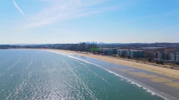 Revere Beach Ilkbahardaki Hava Manzarası Revere Şehri Massachusetts Abd — Stok video