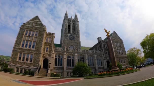 Time Lapse Video Gasson Hall Gothic Style Boston College 타임스 — 비디오