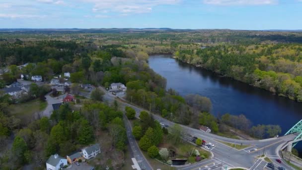 Tyngsborough Historic Town Center Landscape Aerial View Spring Tyngsborough Massachusetts — Stock Video