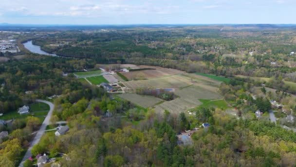 Vue Aérienne Parlee Farm Merrimack River Dans Ville Tyngsborough Massachusetts — Video