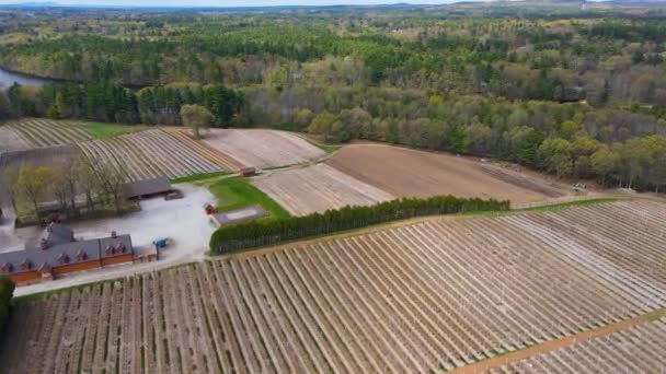 Flygfoto Över Parlee Gård Och Floden Merrimack Staden Tyngsborough Massachusetts — Stockvideo