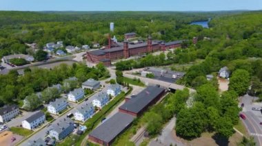 North Grosvenor Dale Mill Tarihi Bölgesi hava görüntüsü Thompson, Connecticut CT, ABD 'de North Grosvenor Dale kasabasında. 