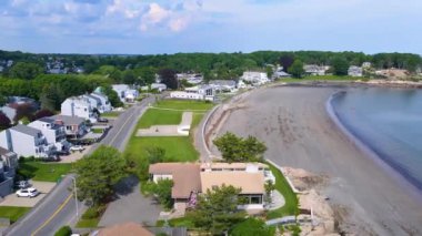 Eisman 's Beach ve Lincoln House Point hava manzaralı Swampscott, Massachusetts MA, ABD. 