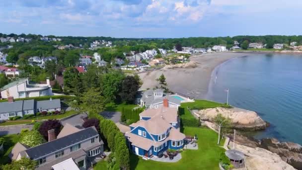 Eisman Beach Lincoln House Point Aerial View Town Swampscott Massachusetts — Stockvideo