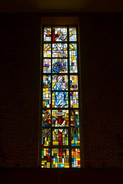 Stained Glass Window Trinity Chapel 885 Centre Street Boston College — Stockfoto
