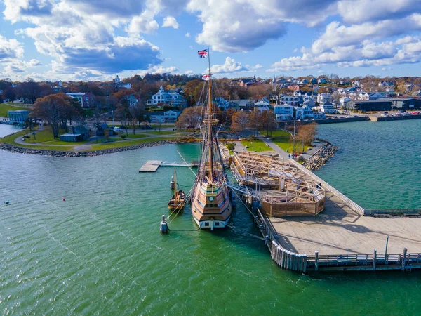 Mayflower Reproduction 17Th Century Ship Mayflower Docked Town Plymouth Massachusetts — Stock Photo, Image