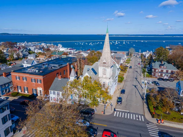 Spire Center Performing Arts Luchtfoto Court Street Fall Plymouth Massachusetts — Stockfoto