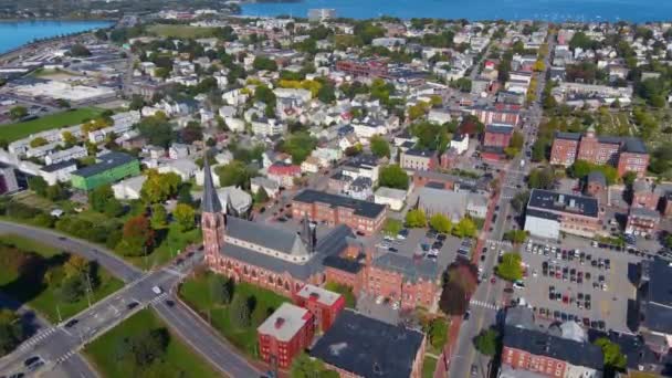 Portland Cathedral Immaculate Conception 307 Congress Street Downtown Portland Maine — Stock video