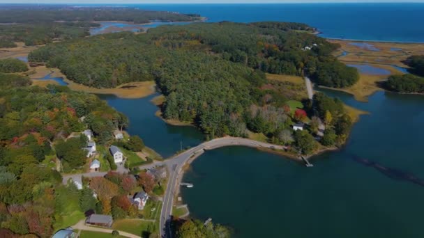 Chauncey Creek Vue Aérienne Automne Entre Gerrish Island Kittery Point — Video