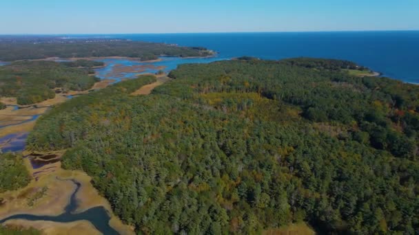 Chauncey Creek Vue Aérienne Automne Entre Gerrish Island Kittery Point — Video