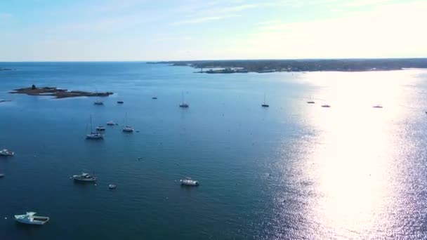 Portsmouth Harbor Lighthouse Fort Constitution State Historic Site Luchtfoto Aan — Stockvideo