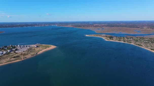 Merrimack River Luftaufnahme Der Mündung Zum Atlantik Salisbury Beach State — Stockvideo