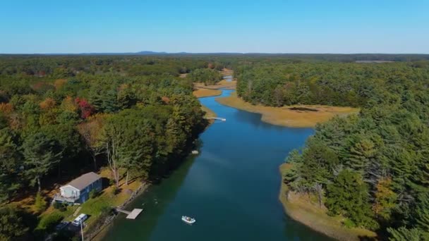 Chauncey Creek Letecký Pohled Podzim Mezi Gerrish Island Kittery Point — Stock video