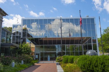 Modern Quincy City Hall at 1305 Hancock Street in Quincy city center, Massachusetts MA, USA. 