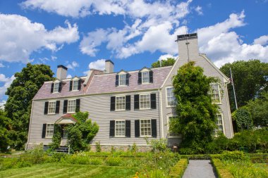 Old House at Peacefield is a historic home of Adams family including US presidents John Adams and John Quincy Adams at 135 Adams Street in city of Quincy, Massachusetts MA, USA. 