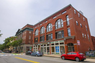 Historic commercial buildings at 60 Washington Street at Lynde Street in downtown Salem, Massachusetts MA, USA. 