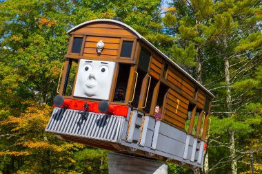 Toby's Tilting Track in Thomas Land USA in Edaville Family Theme Park in town of Carver, Massachusetts MA, USA. 