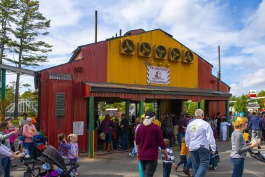 Vicarstown Dieselworks in Thomas Land USA in Edaville Family Theme Park in town of Carver, Massachusetts MA, USA. 