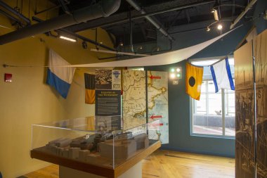 Boston, Massachusetts MA, ABD 'deki tarihi North End' deki Battery Wharf Denizcilik Müzesi. 