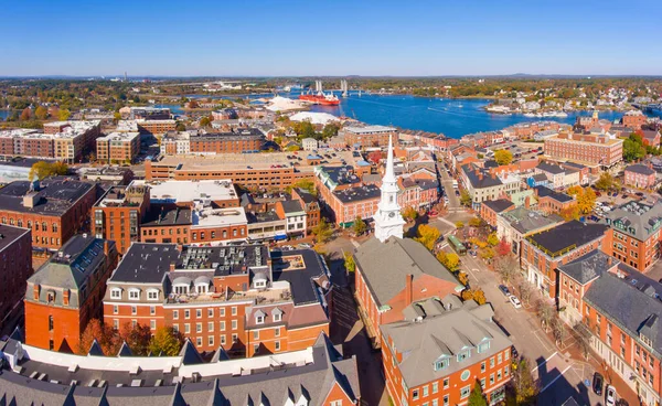 Portsmouth Historický Panoramatický Pohled Centra Města Náměstí Market Square Historickými — Stock fotografie