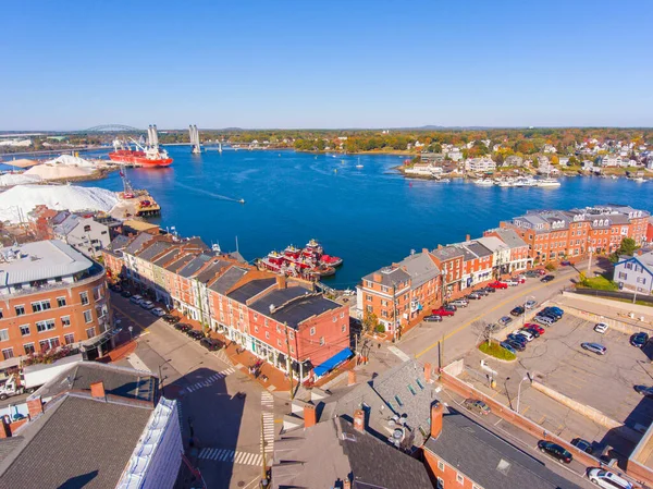 Vista Aérea Histórica Del Centro Portsmouth Market Street Con Edificios — Foto de Stock