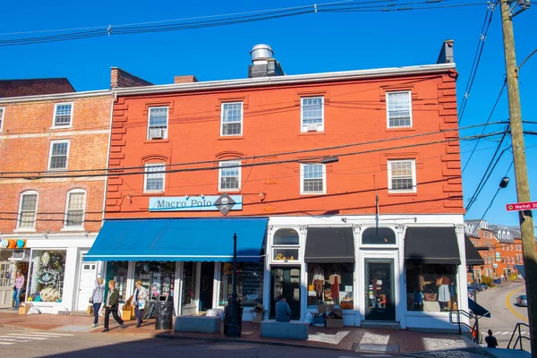 Historische Geschäftshäuser Der Market Street Historischen Stadtzentrum Von Portsmouth New — Stockfoto