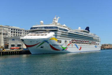 Norveç Seher Denizcilik Hattı 'ndan Norveçli Şafak limanı Boston Cruise Limanı, Boston, Massachusetts MA, ABD. 