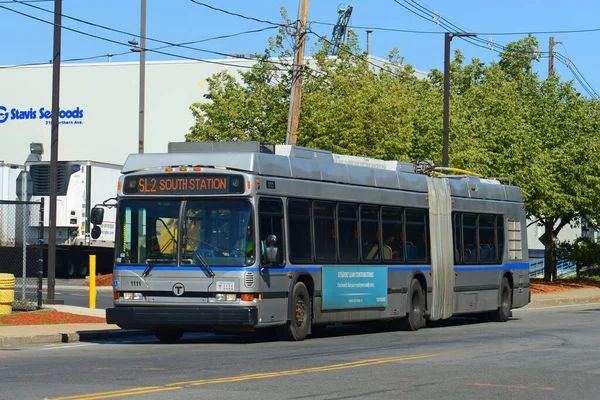 Bus Mbta Silver Line Sl2 Bus Port Croisière Boston Dans — Photo