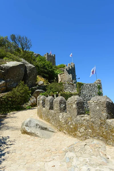 Hrad Maur Portugalština Castelo Dos Mouros Středověký Hrad Maur Městě — Stock fotografie