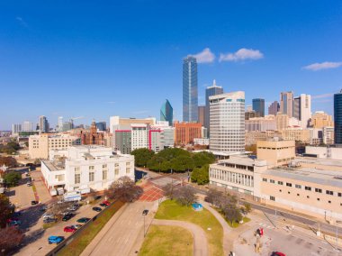 Modern şehir manzarası Bank of America Plaza, Rönesans Kulesi, Fountain Place, vb. Dallas, Texas TX, ABD. 