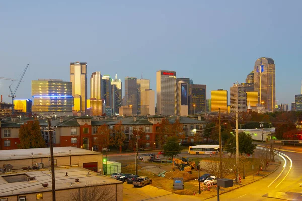 Dallas Skyline Cidade Moderna Parte Manhã Incluindo Comerica Bank Tower — Fotografia de Stock