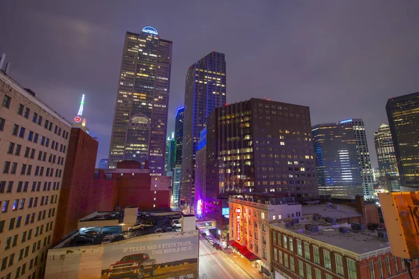 Dallas Modern City Skyline Night Including Comerica Bank Tower 1717 — Stock Photo, Image