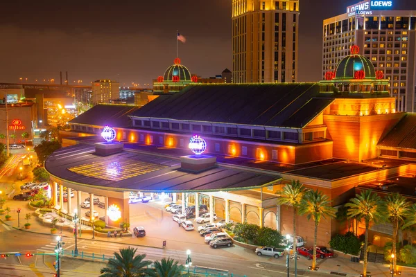 Harrah Casino Vista Aérea Por Noche Centro Nueva Orleans Louisiana —  Fotos de Stock