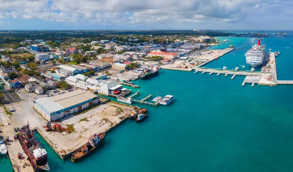 Nassau Centrum Widok Lotu Ptaka Rejsy Dokowane Nassau Cruise Port — Zdjęcie stockowe