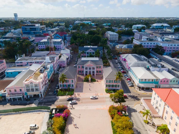 Edificio Del Parlamento Las Bahamas Vista Aérea Bay Street Centro — Foto de Stock