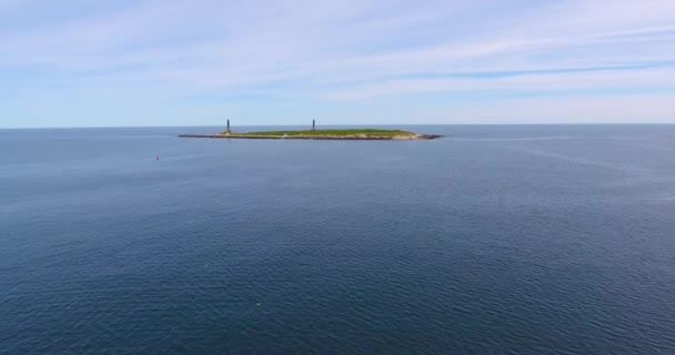Luchtfoto Van Thacher Island Lighthouses Thacher Island Rockport Cape Ann — Stockvideo